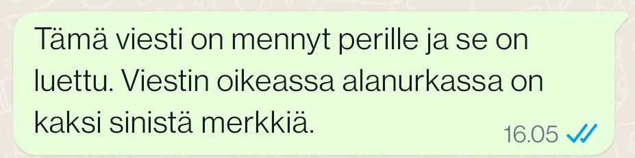siniset whatsapp merkit tarkoittavat että viesti on luettu.